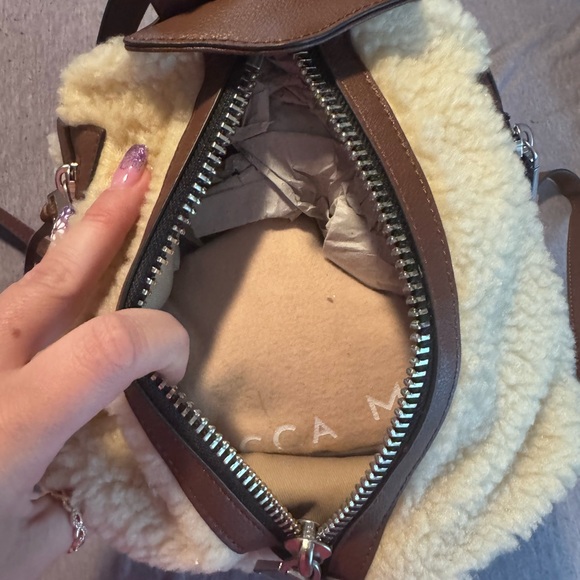 Rebecca Minkoff  Cream and Brown Shearling Backpack - Picture 3 of 4